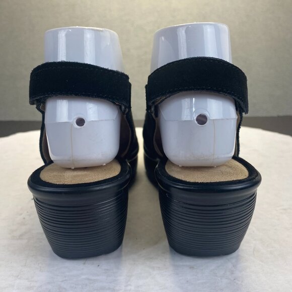 Skechers Black Suede Wedge Sandal Memory Foam Slingback Comfy Platform Women 7.5 - Picture 6 of 12